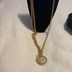 Chic Gold and Blue Medallion Necklace